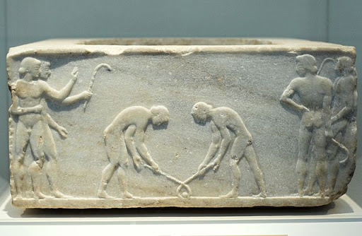 Ancient Athenians breaking some “chiclets” during their break at the battle of Marathon. Ancient Athenians breaking some “chiclets” during their break at the battle of Marathon.