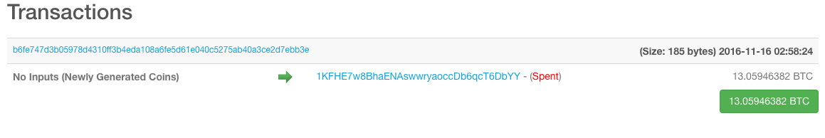 This block's coinbase transaction This block's coinbase transaction
