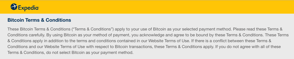 Expedia Bitcoin terms and conditions Expedia Bitcoin terms and conditions