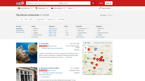 Yelp trick to search for bitcoin restaurants Yelp trick to search for bitcoin restaurants
