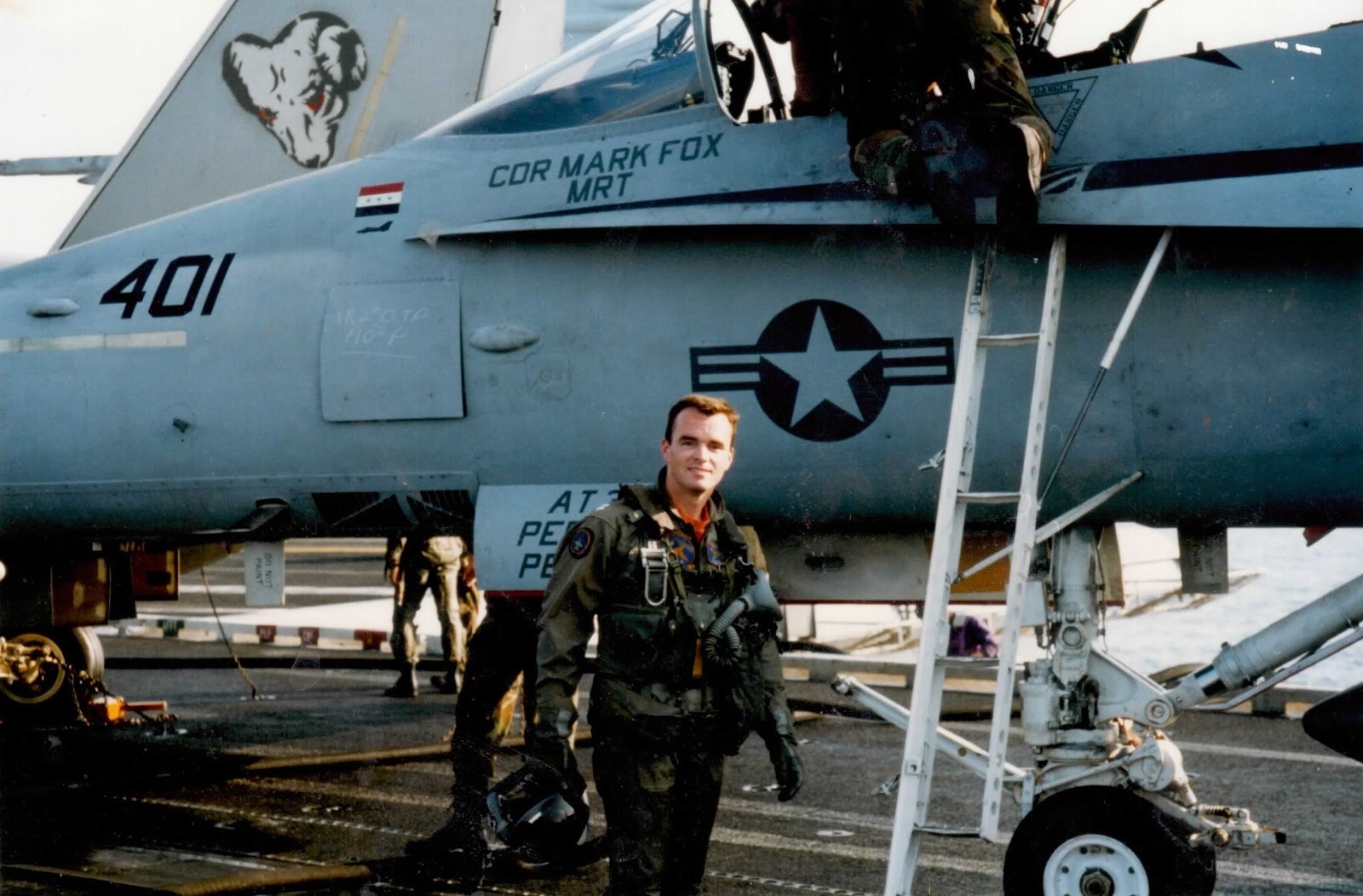 Eric in front of F-14 on aircraft carrier Eric in front of F-14 on aircraft carrier